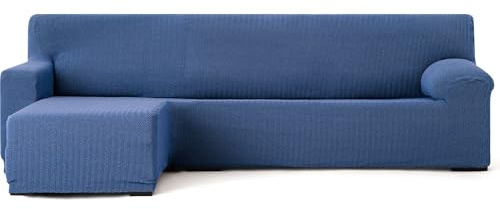 ECOMMERC3 | Copridivano Chaiselongue Braccio corto sinistro super elastico bielastico - Copridivano Chaiselong colore blu con schiume di fissaggio e gomme di regolazione valida destra o sinistra