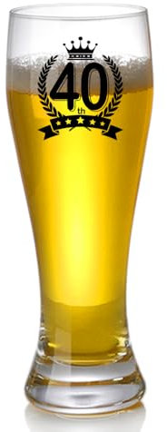 Regali per il 40° compleanno per uomini, bicchiere da birra per papà, nonno, marito, zio, fratello, migliore amico, nonno, regalo per Natale, festa del papà, bicchiere da birra di grano, 0,5 l (40)