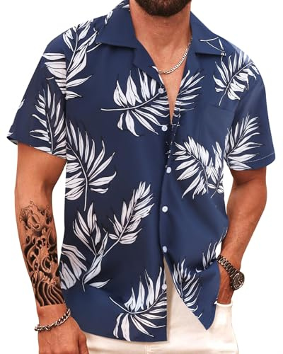 APTRO Chemise Hawaïenne pour Homme à Manches Courtes pour Loisirs, Vacances, Voyage - Chemise d'été, XL