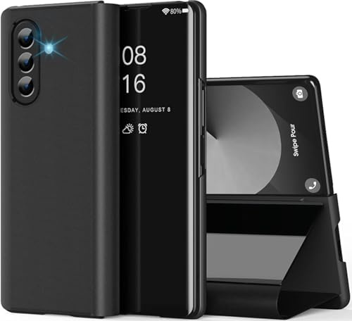 Custodia per Samsung Z Fold 7 5G Cover Clear View Specchio Galaxy Z Fold 7 Standing Case Flip Case Mirror Magnetic con Z Fold 7 Flip Shell Protective Cover per Samsung Z Fold 7 (Nero)