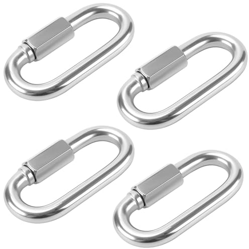 SYUTBOU 4 moschettoni a vite M10, in acciaio inox, M10, catena a moschettone, 1000 kg, per catene e applicazioni industriali