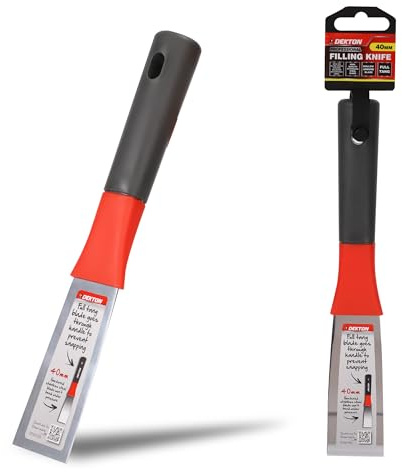 DEKTON Filling Knife 40mm, 1.27mm - Stainless Steel Flexible Blade with Ergonomic Rubber Grip Handle for Filling Cracks, Repairing Holes & Decorating Tasks