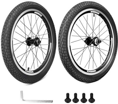 WEEROCK 18 Bike Wheelset, Front and Rear Wheelset, Aluminium Alloy Rim with 18 x 2.125 Inch Bike Tires, Compatible with 1/ Single SpeedThreaded Freewheel and Rim Brakes