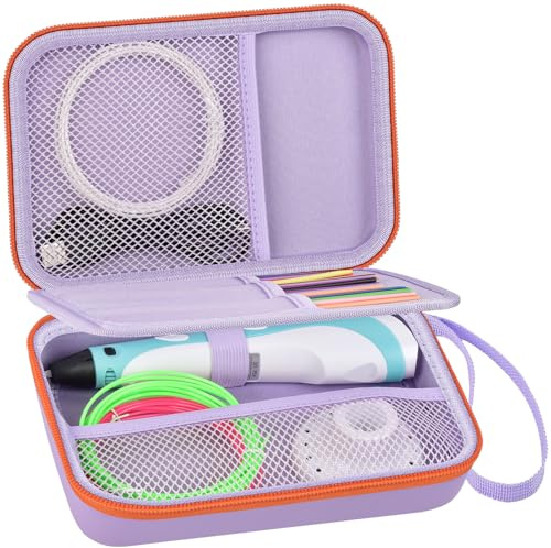 GWCASE Universal 3D Pen Case for SCRIB3D/for MYNT3D/for 3Doodler, Case Only | Dedicated Elastic Straps for 3D Pen Storage, EVA Hard Shell, Divided Filament Storage for Kids, Teens, and Crafters, Purple