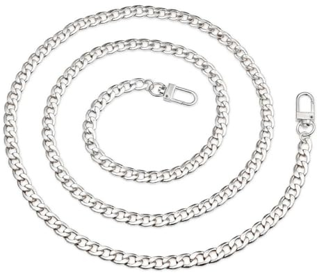 WeddHuis Correa de Cadena para Bolsos, Cadena para Bandolera, Reemplazo de Correa para Hombro, Cadena Corta para Bolso de Mano, Cadena para Monedero con Hebillas (80 cm, Plateado)