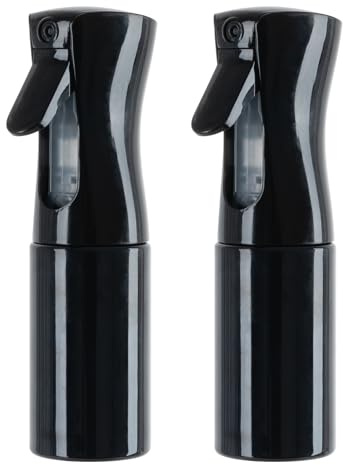 Uervoton Bottiglie spray continue, ultra fini, vuote, per parrucchieri, per parrucchieri, parrucchieri, per capelli, 200 ml, colore nero x 2
