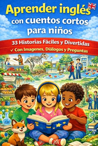Aprender inglés con cuentos cortos para niños 8+ ans: 33 historias fáciles y divertidas (A2–B1) – Con imágenes, diálogos y preguntas | Ideal para principiantes y primaria (8+ años)