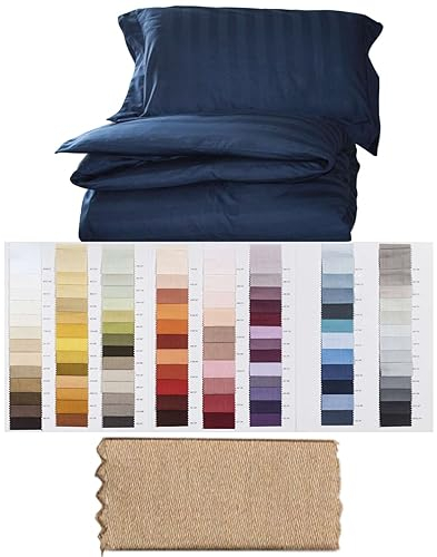 RICAMI FIORENTINI BALDI Bettbezug aus Satin, gestreift, 100 % Baumwolle, mit Kissenbezügen, kann unter den Ecken hinzugefügt werden, handgefertigt, Toskano, Doppelbett, Maxi, Nussbaum, 433