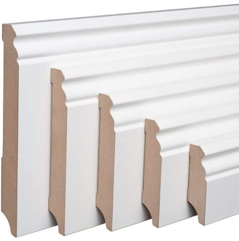 REESE Sockelleisten Weiß - MDF - Alt-Berliner Profil - 120mm Höhe - 10 Stück / 22 lfm - Fußleisten modern - nicht selbstklebend - 230 cm