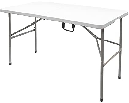 SATURNIA Tavolo pieghevole rettangolare HDPE multifunzione, portatile, resistente, multiuso 122 x 61 x 74 cm, colore bianco, cranberry, extra large