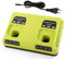 XNJTG Chargeur pour Ryobi 3A 12V-18V Dual Port Chargeur de Remplacement pour Ryobi Batterie One+ P108 P107 P104 P105 P102 P103