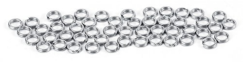 Alomejor 50 Pièces/100 Pièces Anneaux Fendus de Pêche, Connecteurs de Leurre Appâts de Pêche en Acier Inoxydable Anneau Double Cercle Anneau Fendu pour Porte-clés de Pêche(4#-50 pièces)
