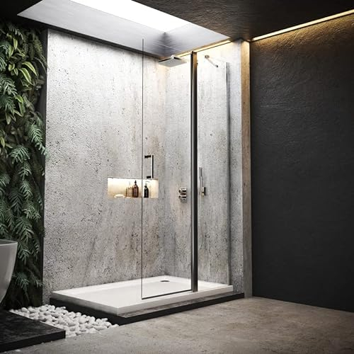 BD-Baode Duschkabine 120cm Walk-in faltbar Dusche mit Stabilisator Duschabtrennung aus 5mm ESG NANO Sicherheitsglas 185cm Höhe, OHNE Duschwanne