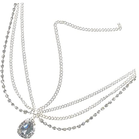 RORPOIR Kvinnor Huvudkedja Kristall Elegant Pannband För Bröllop Boho Håraccessoar För Brud Och Fest Ljus Silverfärg För Fototillfällen Och Prom
