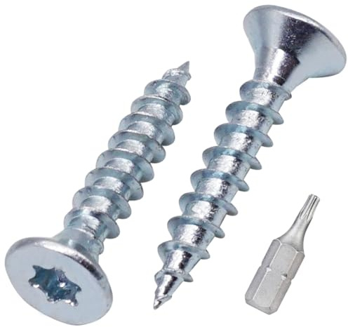 SKIR'CO (100 pièces) Vis à bois en acier zingué 3,5 x 20 mm, tête Torx, tête fraisée, vis pour panneaux d'aggloméré, entièrement filetées