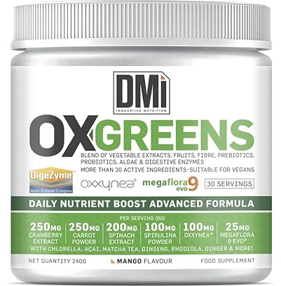 DMI INNOVATIVE NUTRITION Ox-Greens 240g Sabor Mango 30+ Extractos Vegetales