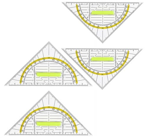 Neoreser 4 Stück Geodreieck, Flexibel Geo Kreisschablone, mit Griff 16 cm, Geeignet für Den Einsatz im Schulbüro