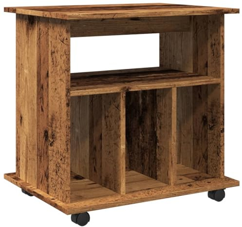 vidaXL Armadietto per archiviazione, in legno ingegnerizzato con ampio spazio e ruote bloccabili per una conservazione versatile, 60 x 45 x 60 cm, finitura marrone in legno anticato per camera da