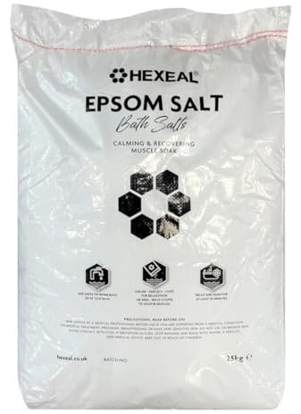 Hexeal Epsom Salt 25kg – 25kg Bag of Food Grade Magnesium Sulphate for Bathing, Gardening & Household Use – Suitable for Personal Care, Soil Enrichment, and More