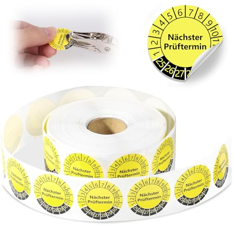 1 000 stycken fleråriga provplaketter 2025–2030 30 mm testplaketter nästa testdatum gul årsprovplakett testsigill elektriska apparater självhäftande polyvinylklorid underhållsetiketter för testning