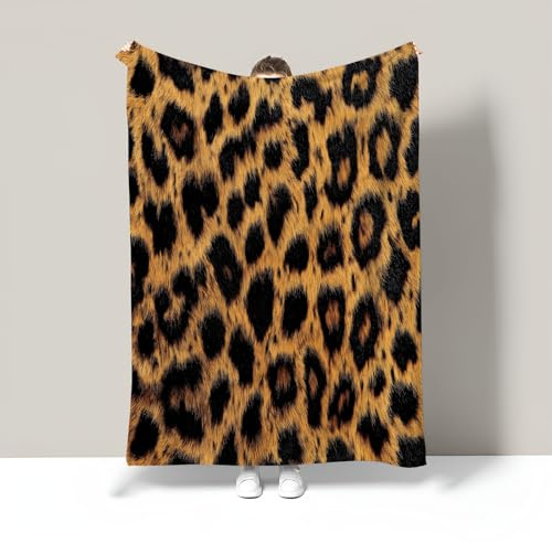 Mantas para Sofá De Franela Suave Y Acolchada, Manta para Cama Grande Manta Polar 75X100Cm, Invierno Plaid Animales Peluche con Estampado Leopardo Blanket Estampada Geométricos Mantas Calentitas