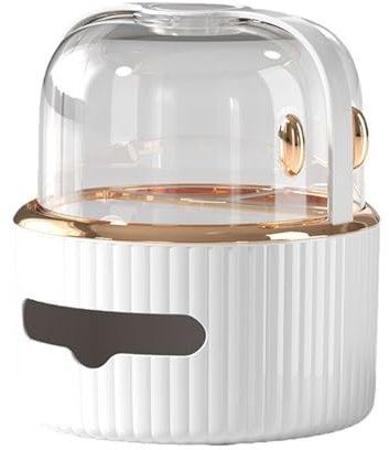 Gaxcent Organizer per Il Trucco con Scatola di Fazzoletti, da Tavolo Fazzoletti Cosmetici Scrivania Multifunzionale Rotondo Antipolvere Soggiorno Bagno,A