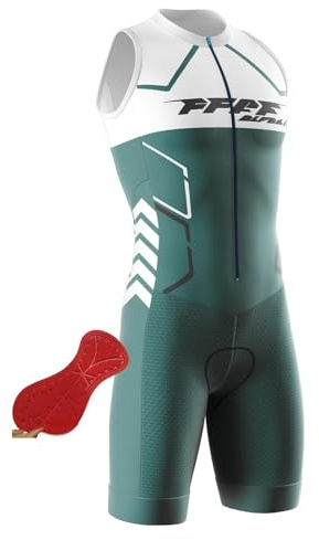 FFFF & OLFEH Tri-Costume d'une pièce,Homme Pro Trifonction Manches Courtes Sports de Plein Air Vêtements de Triathlon, pour Course À Pied, Natation, Cyclisme Body