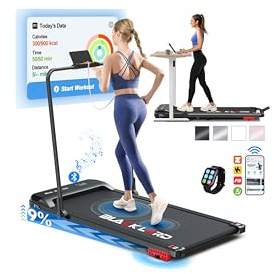 BLACK LORD Faltbares Walkingpad Laufband mit Griff, 2 in 1 Elektro Home Office Laufband für Joggen Laufen, Neigung, 3.2HP Fitnessgerät, Tragbar unter Schreibtisch, 140kg Kapazität, Mit Griff, Schwarz