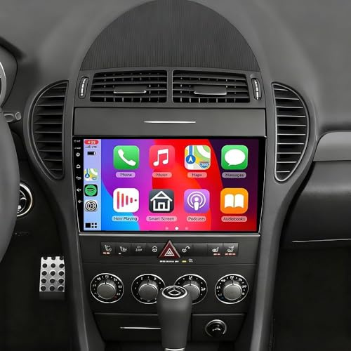 Android 14 Autorradio para Mercedes SLK R171 W171 2004-2011 con navegador GPS CarPlay inalámbrico Android Auto Pantalla de 9 Pulgadas Dab 2 DIN Bluetooth WiFi SWC cámara de Marcha atrás AHD y FM/RDS