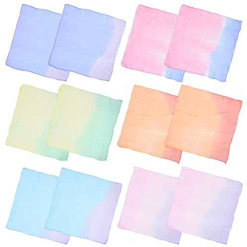 UKCOCO 12 pièces Foulards Carrés Dégradés pour Jonglerie Garçon Fille Écharpes Multicolores pour Spectacles de Danse et Jeux Accessoires Décoratifs Polyvalents