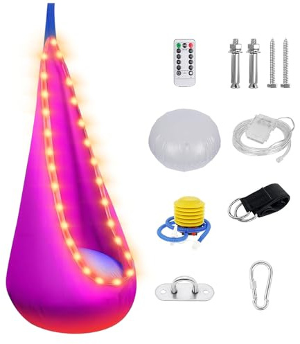 KUWUNG Niche suspendue, fauteuil suspendu, portable, avec LED, siège balançoire avec coussin gonflable, siège suspendu, siège de balançoire, siège de balançoire, siège de balançoire, siège de