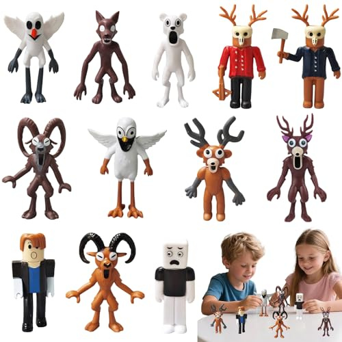 99 Noches en el Bosque Figuras Juguetes, 12pcs Set de Figuras de 99 Noches en el Bosque, 99 No-ches en el Bosque Muñecas Figuras, Figuras Coleccionables de 99 Nlg-hts in The Forest para Niños y Fans