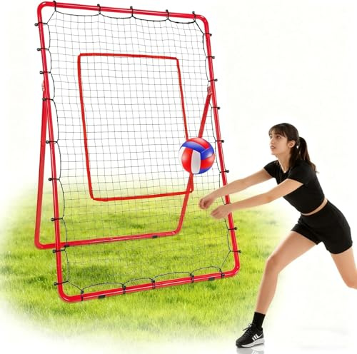 Red de reboteador de voleibol ajustable, 122 × 185 cm, ajustable en 5 ángulos