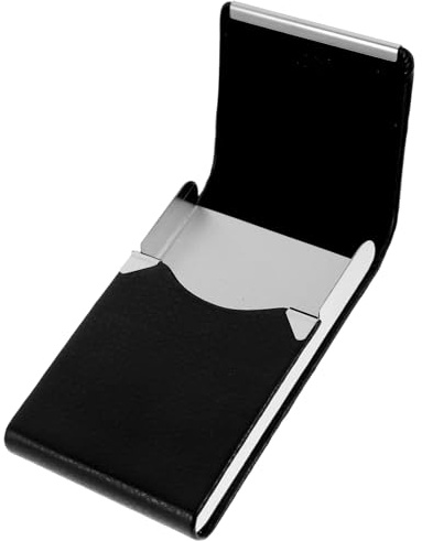 STAHAD Estuche Metálico Porta Tarjetas de Visita Negro, Tarjetero Grande y Resistente para Hombre y Mujer, Organizador de Tarjetas de Crédito y Presentación para Oficina y Viajes