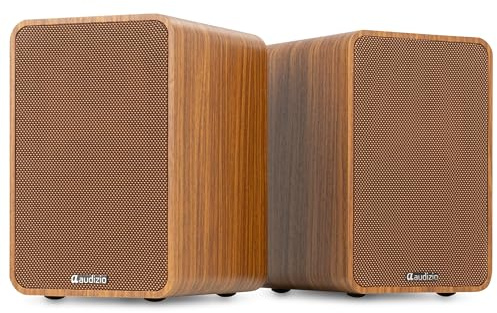 Audizio KS10 Altavoces HiFi Activos 120W HDMI ARC, Color Madera | HDMI ARC, Bluetooth 5.0, USB y entrada óptica, controles de graves y agudos