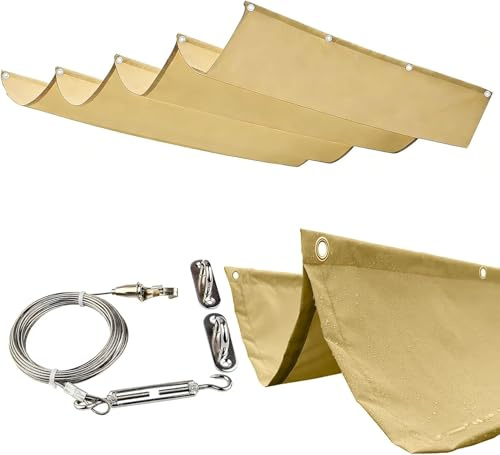 Tenda da Sole Esterna Retrattile su Misura, Impermeabile, con Kit di Scorrimento in Acciaio Inox per Patio, Giardino E Bordo Piscina: La Soluzione Perfetta per Coprire Il Beige 1.7x3m