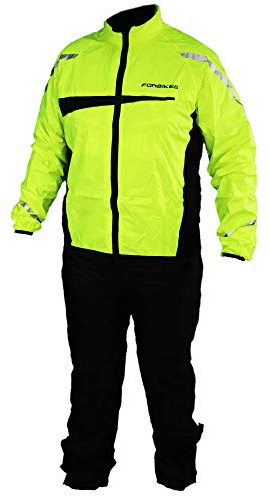 Forbikes 50-0121XXL Tuta antiacqua divisibile ventilata, regolabile - impermeabile 10.000mm, colore giallo fluo/nero TG.XXL