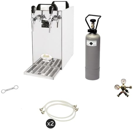 ich-zapfe Set Completo - spillatore Birra - Kontakt 40 Raffreddatore a Secco a 2 Linee, raffreddatore Continuo 50 Litri/h, Keg:Senza, Keg 2:Senza