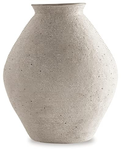 Signature Design by Ashley Hannela 12 Modern Distressed Polyresin Vase, Antique Tan