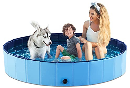 Jasonwell Foldable Dog Pet Bath Pool Collapsible Dog Pet Pool Bathing Tub Kiddie Pool Doggie Wading Pool for Puppy Small Medium Large Dogs Cats and Kids 71 Blue