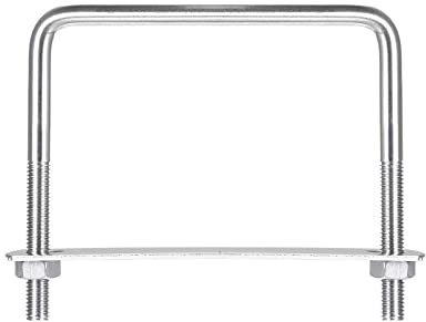 sourcing map Pernos en U Cuadrados, 102mm (4,02) de Ancho Interior, 100mm de Longitud, M8 Perno de Abrazadera en U de Acero Inoxidable 304 con Tuercas y Placas, para Remolque de Barco
