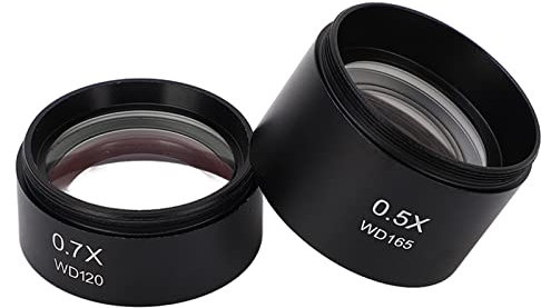 Fuerdich 2-teiliges Objektivset 0,7X 0,5X, Robustes Korrosionsbeständiges Mikroskopzubehör, Leichte Mikroskop-Hilfsobjektivlinse aus Aluminiumlegierung