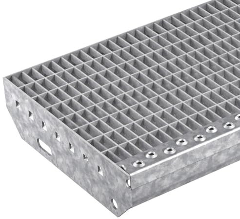Marches en caillebotis 900 x 270 mm, largeur des mailles 30 x 10 mm, galvanisées, antidérapantes, marches d'escalier en métal résistant aux intempéries, idéales pour l'intérieur et l'extérieur