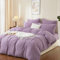 Boqingzhu Muslin Bettwäsche Lila 155x220cm Baumwolle Weich Kuschelig Sommer Baumwollbettwäsche Set Leinen Violett Bettbezug 155x220cm und 2 Kissenbezüge 80x80cm mit Reißverschluss