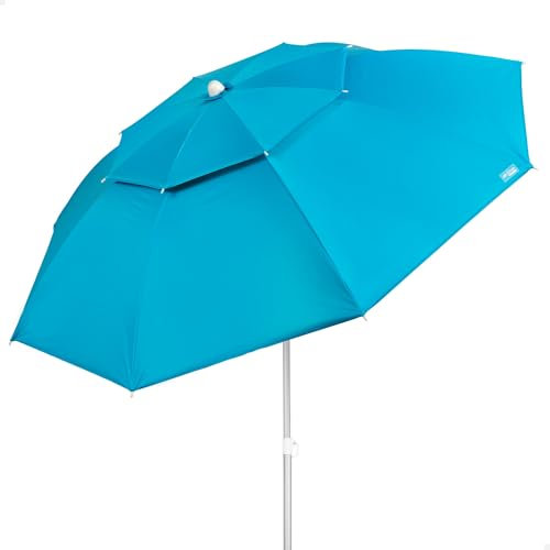 AKTIVE Windproof Strandschirm, 200 cm, aus Polyester und Aluminium, mit 8 Fiberglas-Speichen, Kamineffekt, 3-stufiger Windwiderstand, verstellbar und neigbar, (62329)