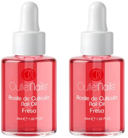 Pack 2 x Aceite de Cutícula Fresa 30ml con Gotero | Hidratación Profunda y Fragancia Dulce | Nail Oil Ideal para Uñas y Cutículas | Outlet Nails