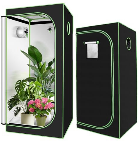 Vigevee Growzelt 80x80x180cm, 600D Oxford Grow Tent mit Beobachtungsfenster, Lichtdicht und Wasserdicht Pflanzzelt, Growschrank für Homegrow, Indoor Anbauzelt, Growroom