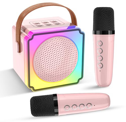 Mini Karaoke Machine with 2 Wireless Microphones for Kids and Adults,Portable Karaoke Machine with Voice Changer,Birthday Gifts for Girls and Boys
