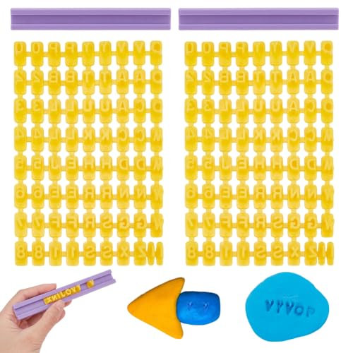 HOBBIESAY 2 Set 144 Stück Töpfer Buchstabenstempel Kunststoff Zahlen Und Buchstabenstempel Keks Fondant Kuchen Impressum Prägeschneider Stempelpresse DIY Prägegerät Für Keks Töpferei DIY Projekte