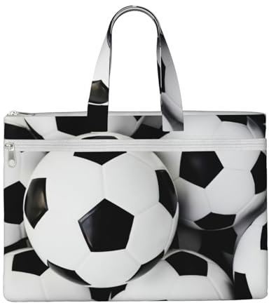 Fußball-Dokumententasche aus Segeltuch mit Griff, Reißverschluss, Dokumententasche für Büro und Meetings